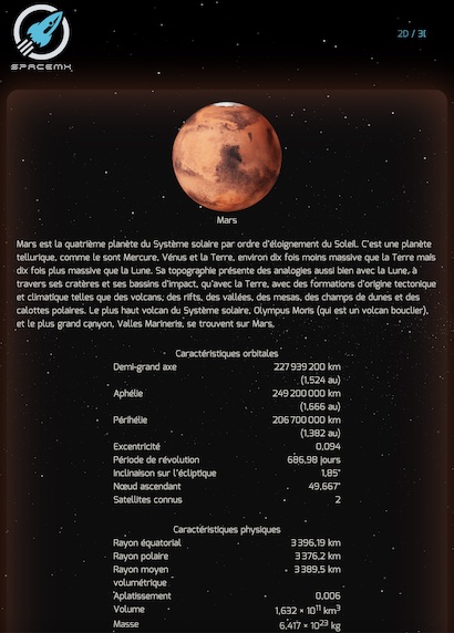 SpaceMX, capture d’écran (tablette)